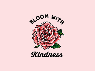 Bloom With Kindness Rose Halftone Dots Digital Illustration