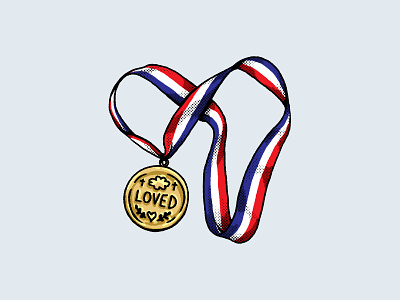 Loved Medal Halftone Dots Digital Illustration