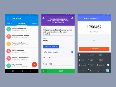Material Design android code document flat icons keypad location material verification