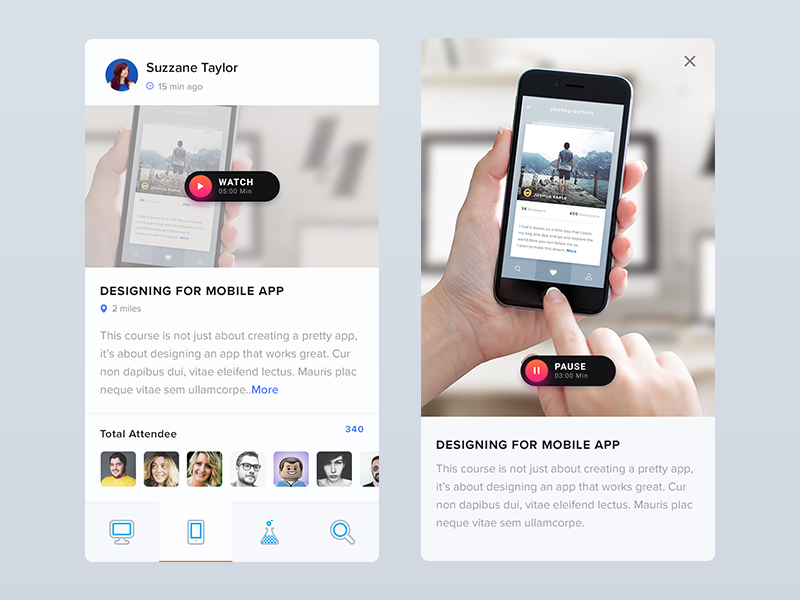Education App - Freebie group friends audio video learn psd freebie courses minimal education