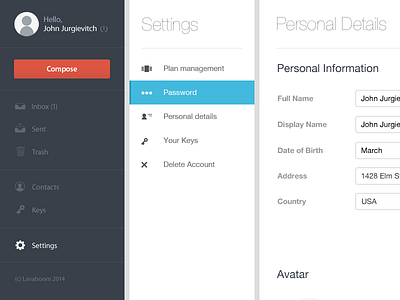 Settings Section flat form admin menu simple