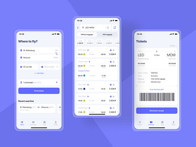 Flight booking app design mobile