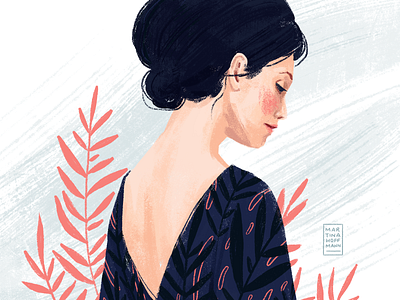 Floral editorial editorial illustration illustration portrait portrait illustration