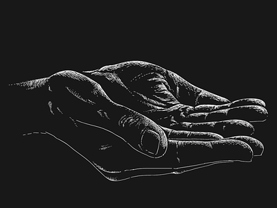 Hands black and white drawing engraving hand illustration illustration inverted lineart shading white on black
