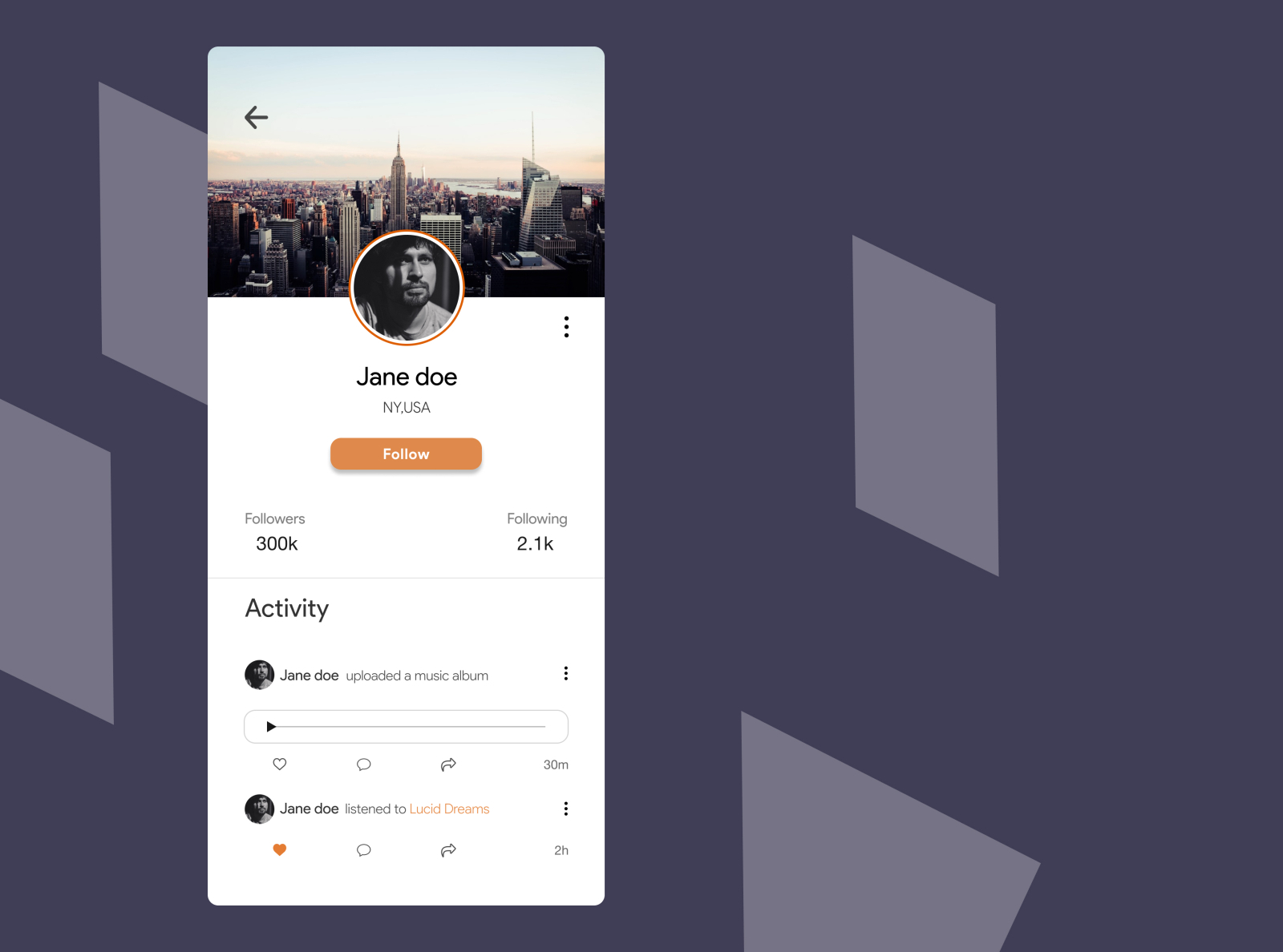 User Profile design by sandeep sekhar on Dribbble