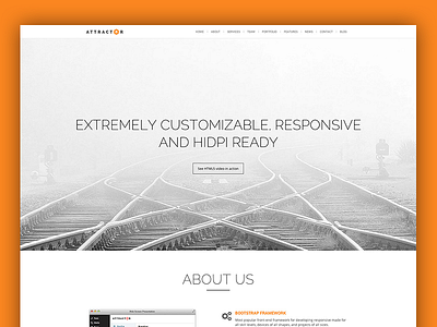 Attractor - Responsive One Page Parallax Theme agency business clean composer corporate creative flat modern one page parallax photography wordpress