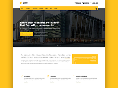 Construction Company Homepage construction css html parallax ui web design web page wordpress