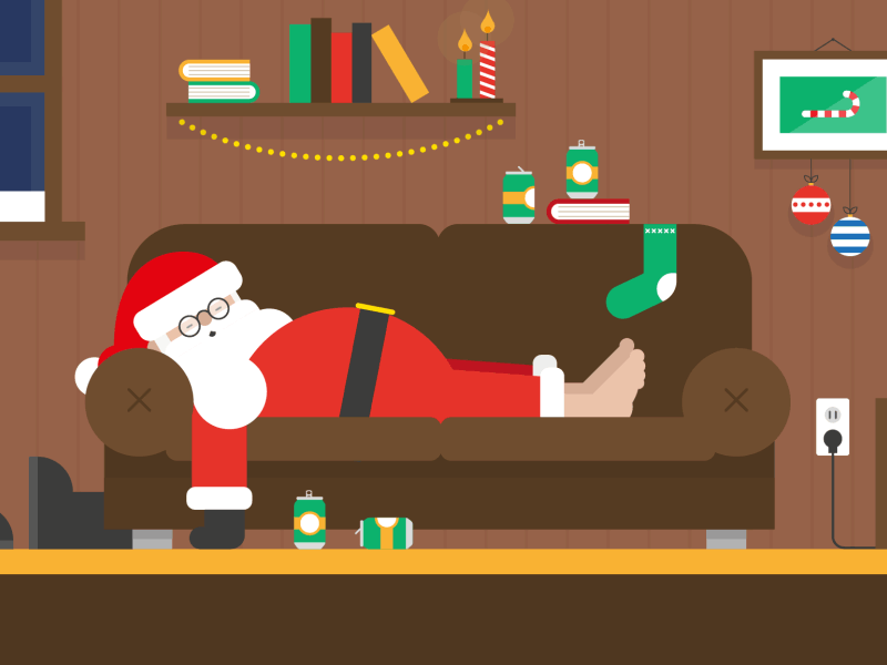 Santa is sleeping 2d after effects animation christmas flat gif illustration loop santa vector xmas
