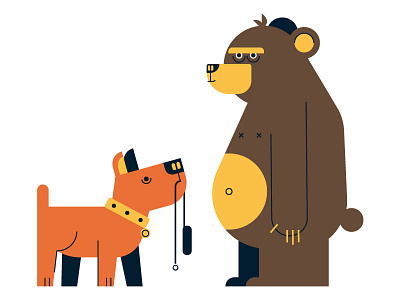 Dudes 🐶🐻 animals bear bully character design dog funny illustration vector