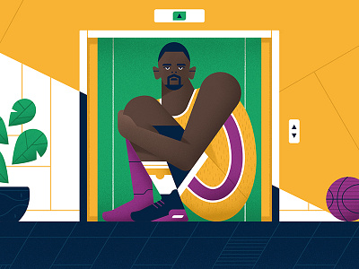 Sport Magazine - LD character claustrophobia editorial illustration magazine nba player recent sport vector