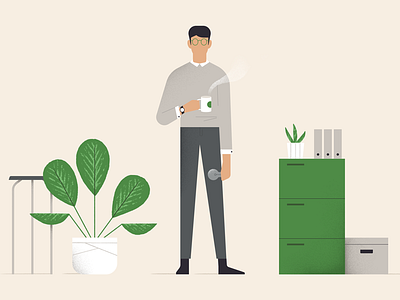 Dude & coffee character green illustration recent styleframe vector video wip
