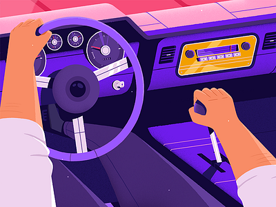 Wondercar 80s car driver illustration inspiration photoshop styleframe