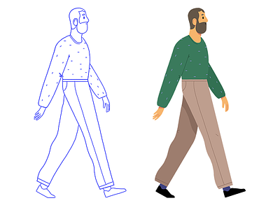 A simple guy character character design illustration photoshop styleframe walking