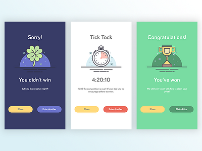 Competition screens app competition lose screens snapup timer win