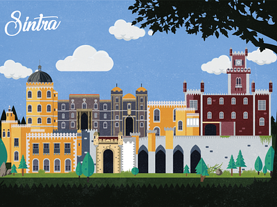 Sintra's Palácio da Pena castle design illustration lisbon nature portfolio portugal sintra vector