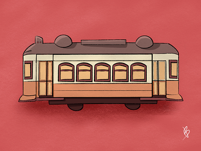 Sunset Tram illustration tram lisbon