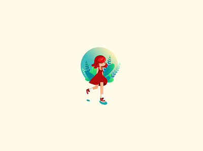Walking girl illustration vector