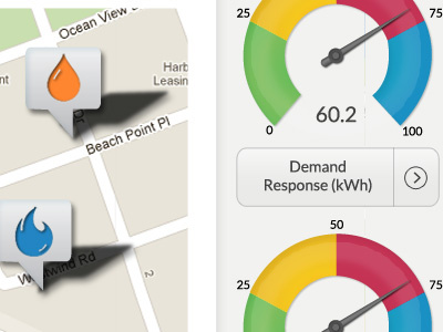 Mobile App Elements gauge icon map mobile app