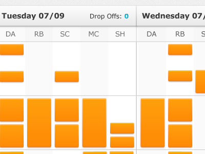 Calendar/Schedule/Capacity - Week View calendar capacity day gradient grey grid orange schedule week