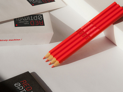 Red Optimal / Stationery anabolic anabolic brandlab brand design branding design envelope identity design logo pencils print red stationery typography