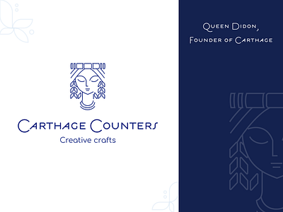 Logotype Carthage Counters Creative Crafts design illustrator logo logotype queen typography vector woman