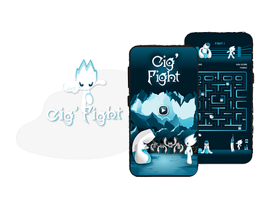 Mobile game "Cig' Fight" app illustration ui