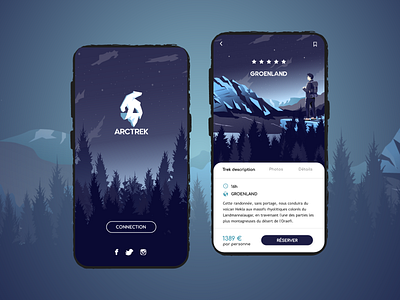 Arctrek, mobile travel app app design illustration illustrator ui ux vector