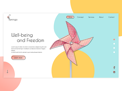 Yoga and méditation website Flamingo design illustration meditation ui ux web website wellbeing yoga
