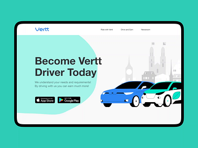 Vertt App Landing Page animation app design cars design design studio driving graphic design illustration interaction interface landing page mobile app motion design motion graphics scrolling ui user experience user experience design ux web design