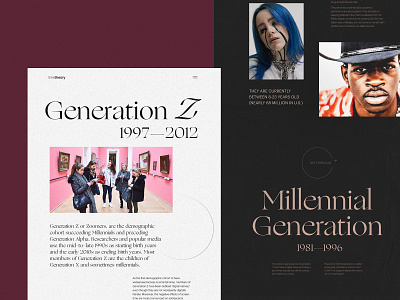 Website for Editorial About Generations articles design design studio educational generations graphic design history interaction interface sociology typography ui user experience user experience design ux web web design web interface web layout website design