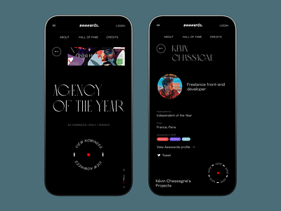 Annual Awwwards Website: Nominee Page animation award awwwards design design studio graphic design interaction interface mobile mobile design mobile screens mobile website responsive design responsive website ui user experience ux web web design website
