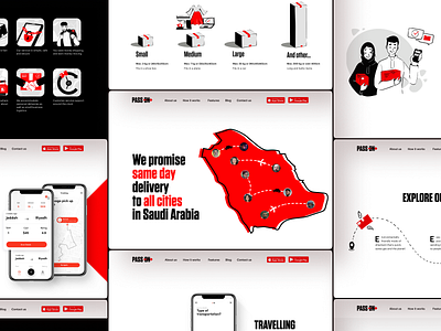 Pass On Landing Page Design app landing page color contrast delivery delivery app design design studio graphic design illustrations interaction interface landing page landing page design ui user experience ux web web design web layout webpages website