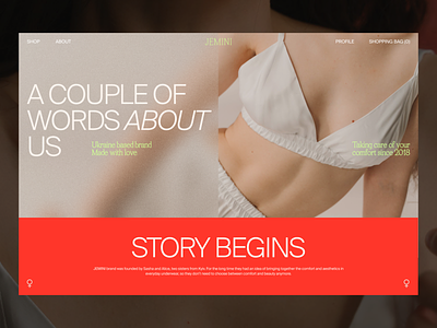 Underwear Ecommerce: About Page about page about us clothing brand design design studio ecommerce fashion graphic design interaction interface ui underwear ux web web page website