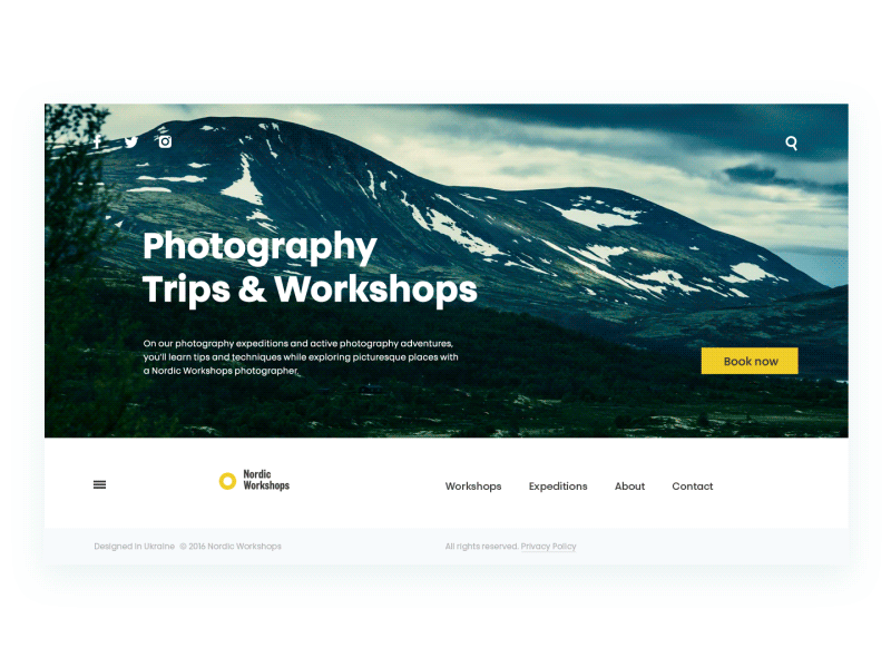 Photography Workshops animation design interface landing minimalism motion photography ui ux web web design