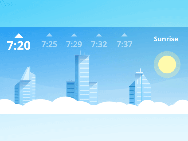 Sunset/Sunrise Animation animation app city design flat graphic design illustration interface motion design ui ux
