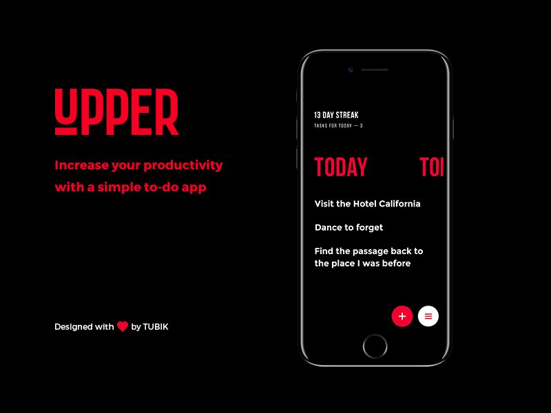 Upper App animation app design interface minimalism mobile motion productivity to do ui ux