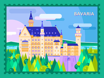 Guten Tag Bavaria art bavaria castle city city view design flat graphic design illustration spring travel