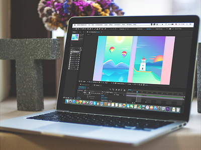 UI Animation Practices bright colors design graphic design illustration interface landscape mobile ui wallpaper