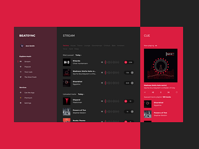 BeatSync Music Streaming App app dark design dj fluent fluent design interface music sound stream ui ux