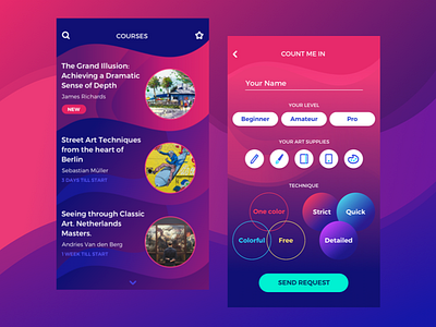 Art Courses App creative agency flat ios material design minimal mobile product design ui ukraine ux