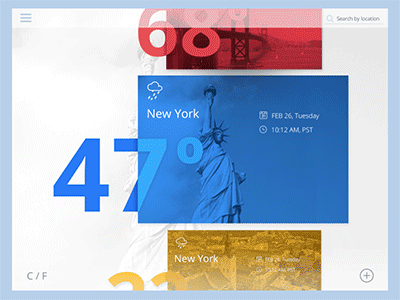 Weather App Interactions animation app cards design interaction interface ipad mobile motion ui ux weather