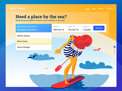 Booking Service UI booking design graphic design illustration interaction interface sea travel ui ux web design