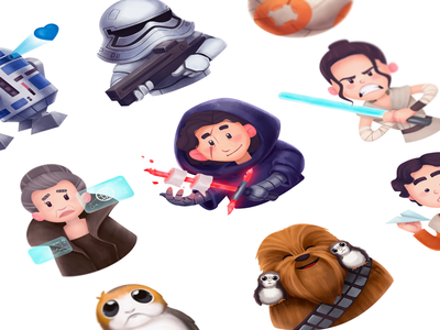 Star Wars Fan-Art Stickers character design fan art graphic design illustration jedi star wars stickers