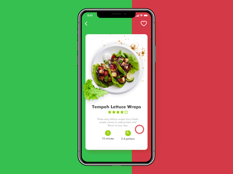 Vegan Recipe App animation app design food interaction interface mobile motion recipe ui ux vegetarian