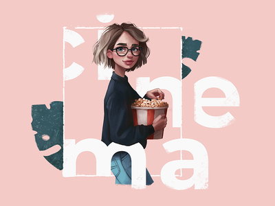 Cinema Fan Illustration beautiful girl character cinema creative illustration design design agency design studio digital art digital illustration digital painting film girl girl illustration graphic design illustration illustration art illustrator movie movie art popcorn