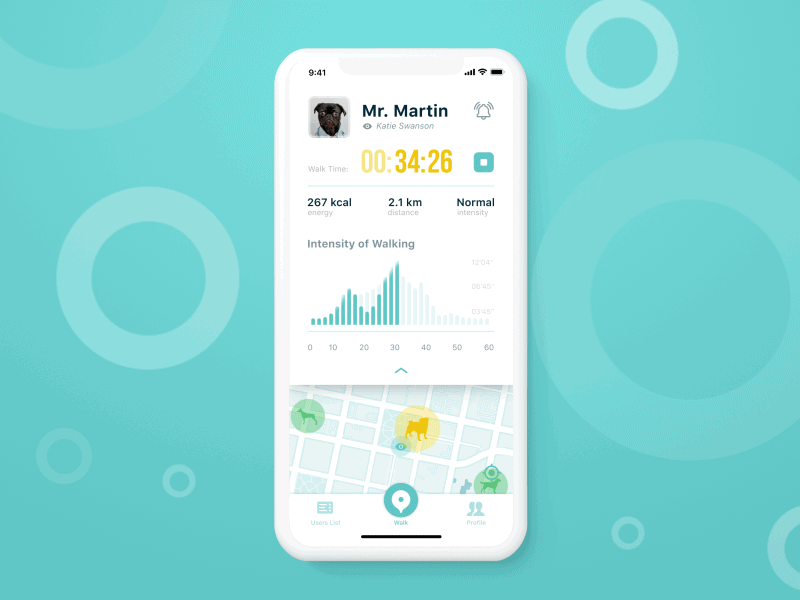 Dog Tracker App Interactions animation app design dog interaction interface mobile motion pets tracker ui ux