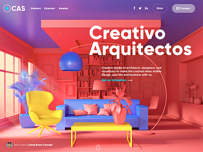 Creativo Arquitectos Website 3d architecture charity design home page interaction interior design room ui ux web website