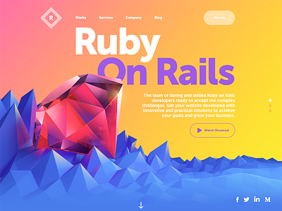 Ruby Solutions Website 3d design graphic design home page interface landing page ruby typography ui ux web webdesign website