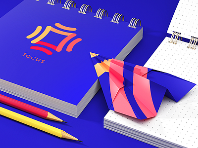 Focus Identity Design 3d app brand branded content branding bright design graphic design identity illustration logo logo design mobile notebook notepad