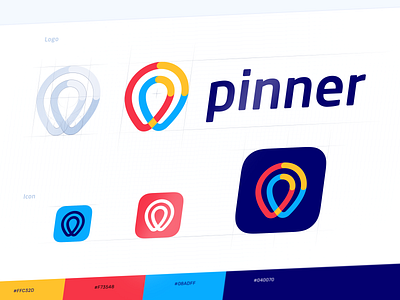 Pinner Logo Design app app icon branding design design agency design process graphic design icon identity location logo logo design mobile pin typography ui